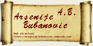 Arsenije Bubanović vizit kartica